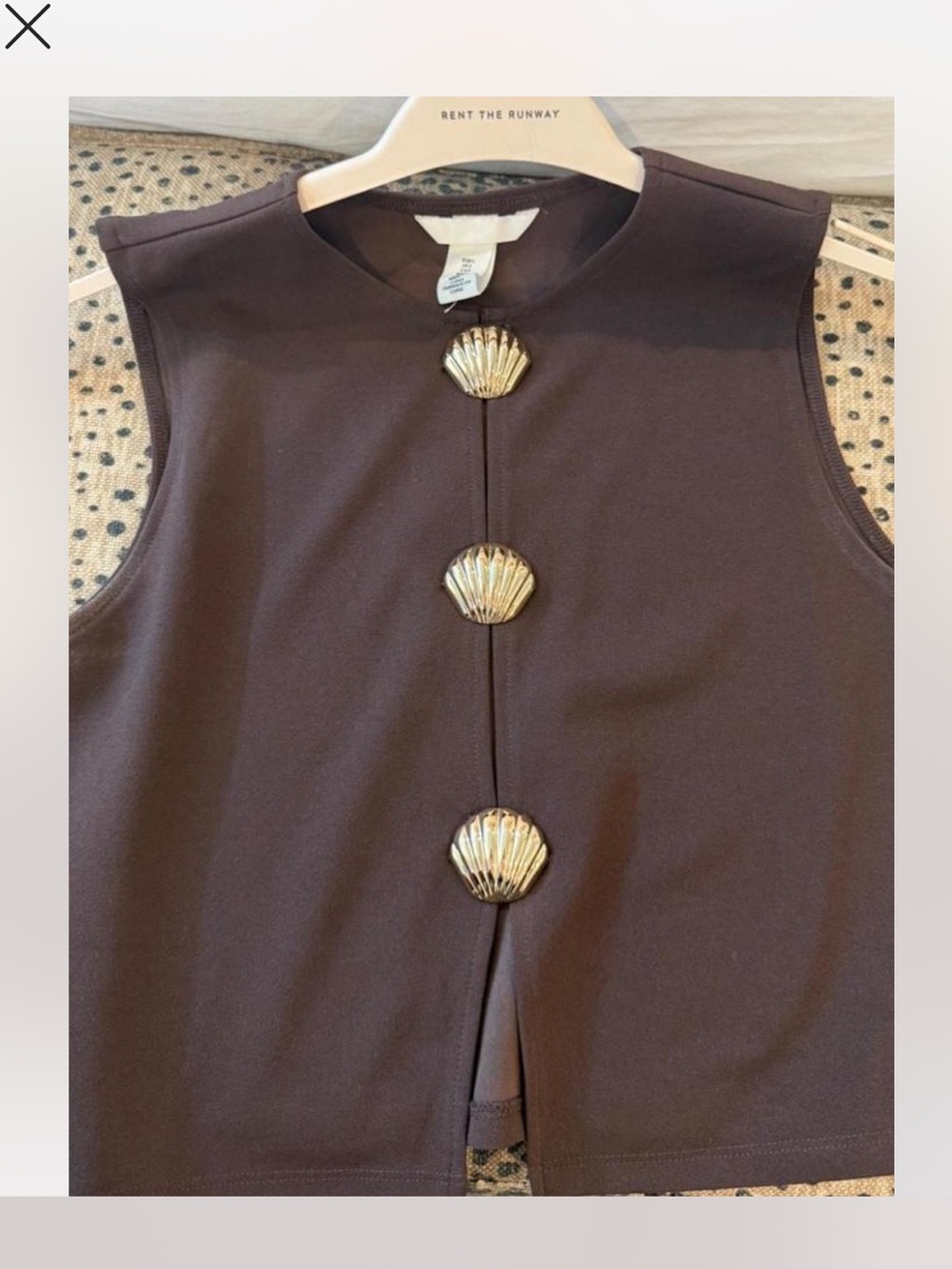 H&M Brown Sleeveless Shell-Button Tank Top